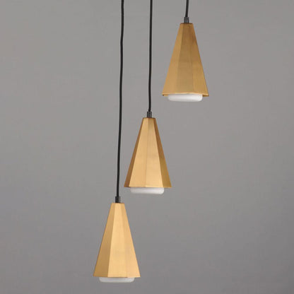 Maxim Lighting 10813SWBKAB Rizzo 3 Light Natural Aged Brass Pendant - Side Angle View
