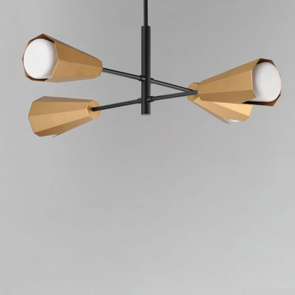 Maxim Lighting 10815SWBKAB Rizzo 4 Light Chandelier side angled view