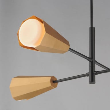 Maxim Lighting 10815SWBKAB Rizzo 4 Light Chandelier detail close-up of faceted brass shades