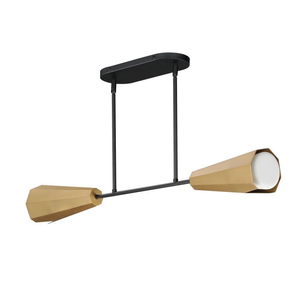 Maxim Lighting 10816SWBKAB Rizzo 2 Light Linear Pendant in Natural Aged Brass with Matte Black on white background