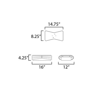 Maxim Lighting 10819SWBKAB Rizzo 2 Light 16 inch Black/Aged Brass Flush Mount Ceiling Light - Dimensions Diagram