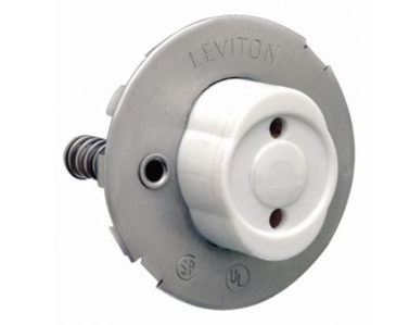 Leviton 13518 Medium Base, Bi-pin, Standard Fluorescent Lamp Holder, Snap-in, Plunger, Quickwire 18awg Solid Or Str Tinned (White)