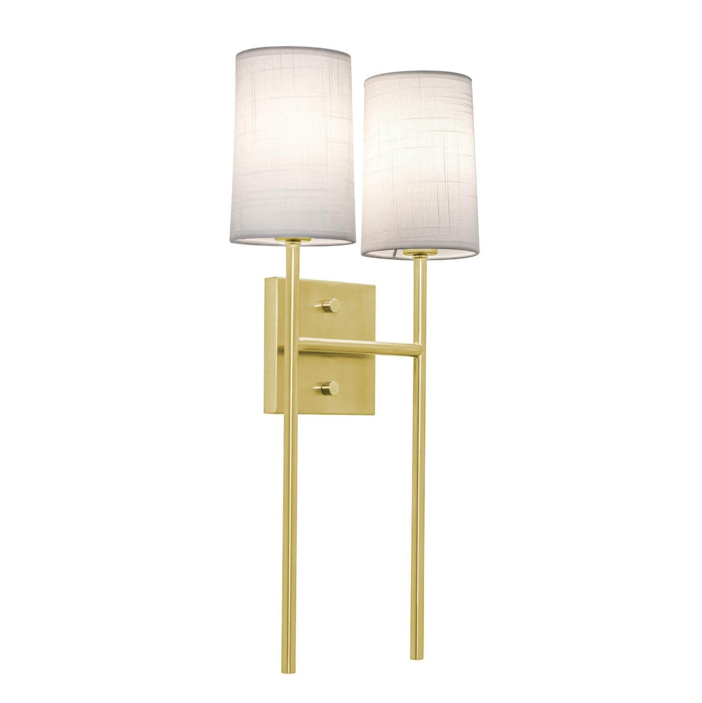 AFX Lighting ROSS1020CBSB Rose 2 Light 20 Inch Tall Wall Sconce In Satin Brass With White Linen Shade