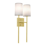 AFX Lighting ROSS1020CBSB Rose 2 Light 20 Inch Tall Wall Sconce In Satin Brass With White Linen Shade