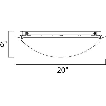 Maxim Lighting 11060MRSN Malaga Flush Mount Ceiling Light Dimensions Diagram 20 Inch Wide 6 Inch Height