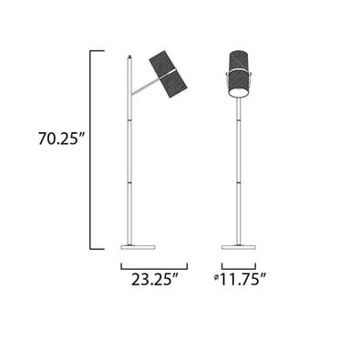 Maxim Lighting 11104OFBZAB Oscar Floor Lamp Dimensions 70.25 Inch Height 11.75 Inch Width Diagram