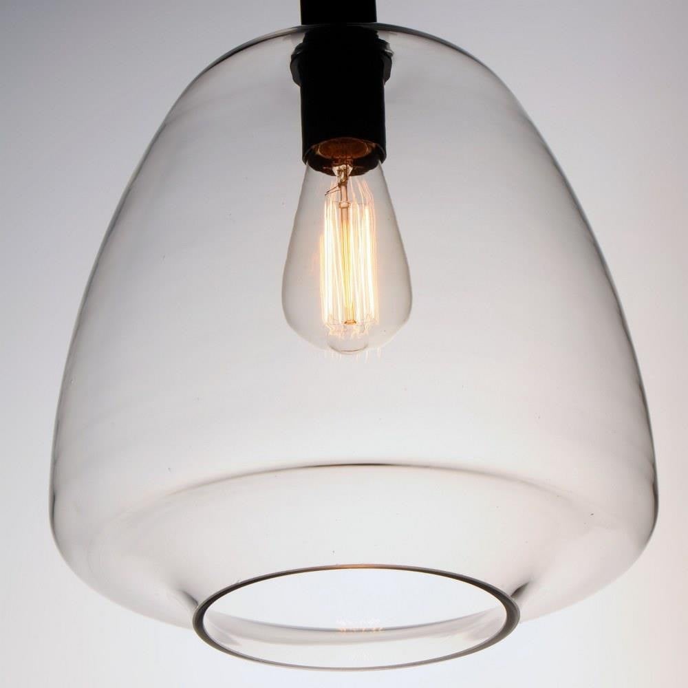 Maxim Lighting 11116CLSN Babylon Pendant Close-Up of Clear Bell Glass Shade with Filament Bulb - Matte Black Hardware