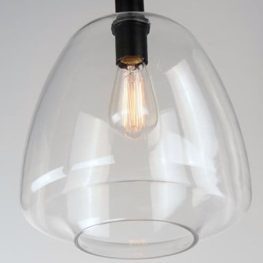 Maxim Lighting 11116CLSN Babylon Pendant Clear Bell Glass Shade with Exposed Filament Bulb - Side View
