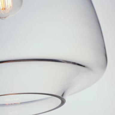 Maxim Lighting 11116CLSN Babylon Pendant Detail of Clear Glass Shade Base and Satin Nickel Finish