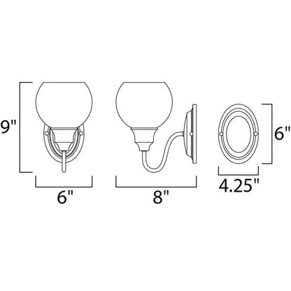 Maxim Lighting 1111CLPC Ballord Wall Sconce Dimensions Diagram