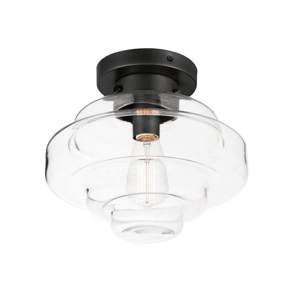 Maxim Lighting 11120CLSN Harbor Flush Mount Ceiling Light - Black Finish Front View