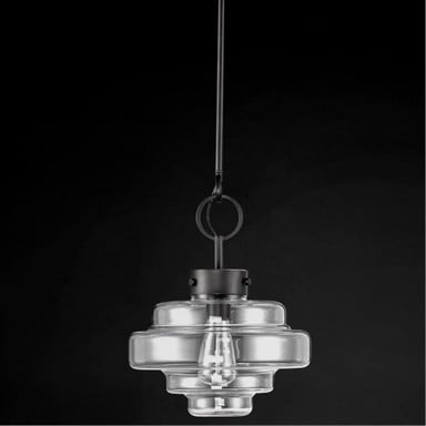Maxim Lighting 11122CLBK Harbor Pendant Dark Background Showing Clear Glass Shade and Black Finish