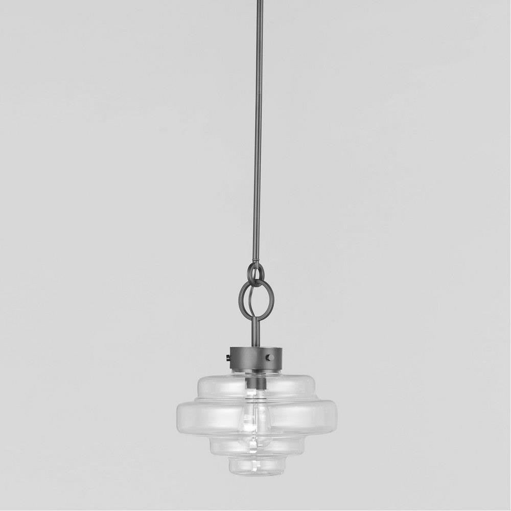 Maxim Lighting 11122CLBK Harbor Pendant Close-Up of Clear Layered Glass Shade and Black Finish