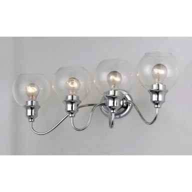 Maxim Lighting 1114SWSN Ballord 4 Light Polished Chrome with Clear Glass Bath Vanity Wall Light side angle view