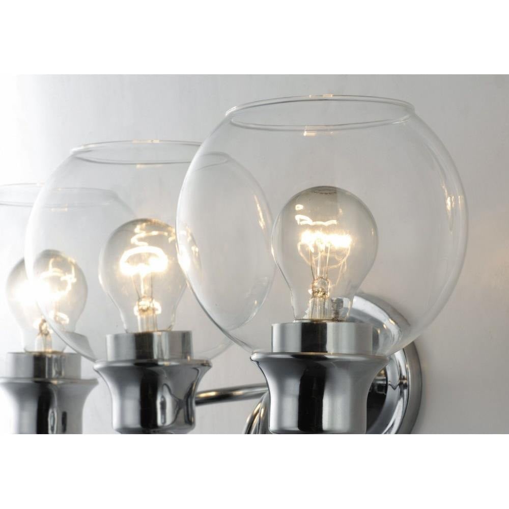 Maxim Lighting 1114SWSN Ballord Bath Vanity Light - close-up of clear glass globe shades on polished chrome arms