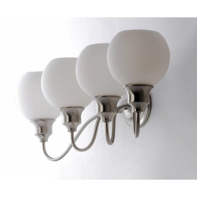 Maxim Lighting Ballord 4 Light Bath Vanity Wall Light Satin Nickel with Satin White Glass