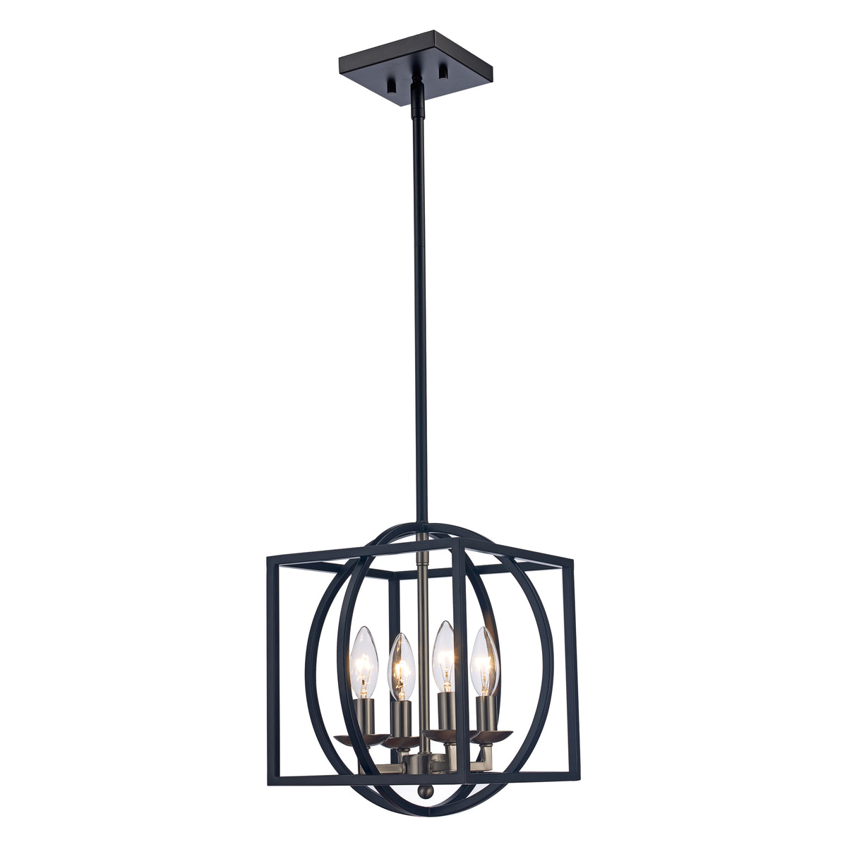 Trans Globe Lighting Arzio 4 light brushed nickel and black chandelier
