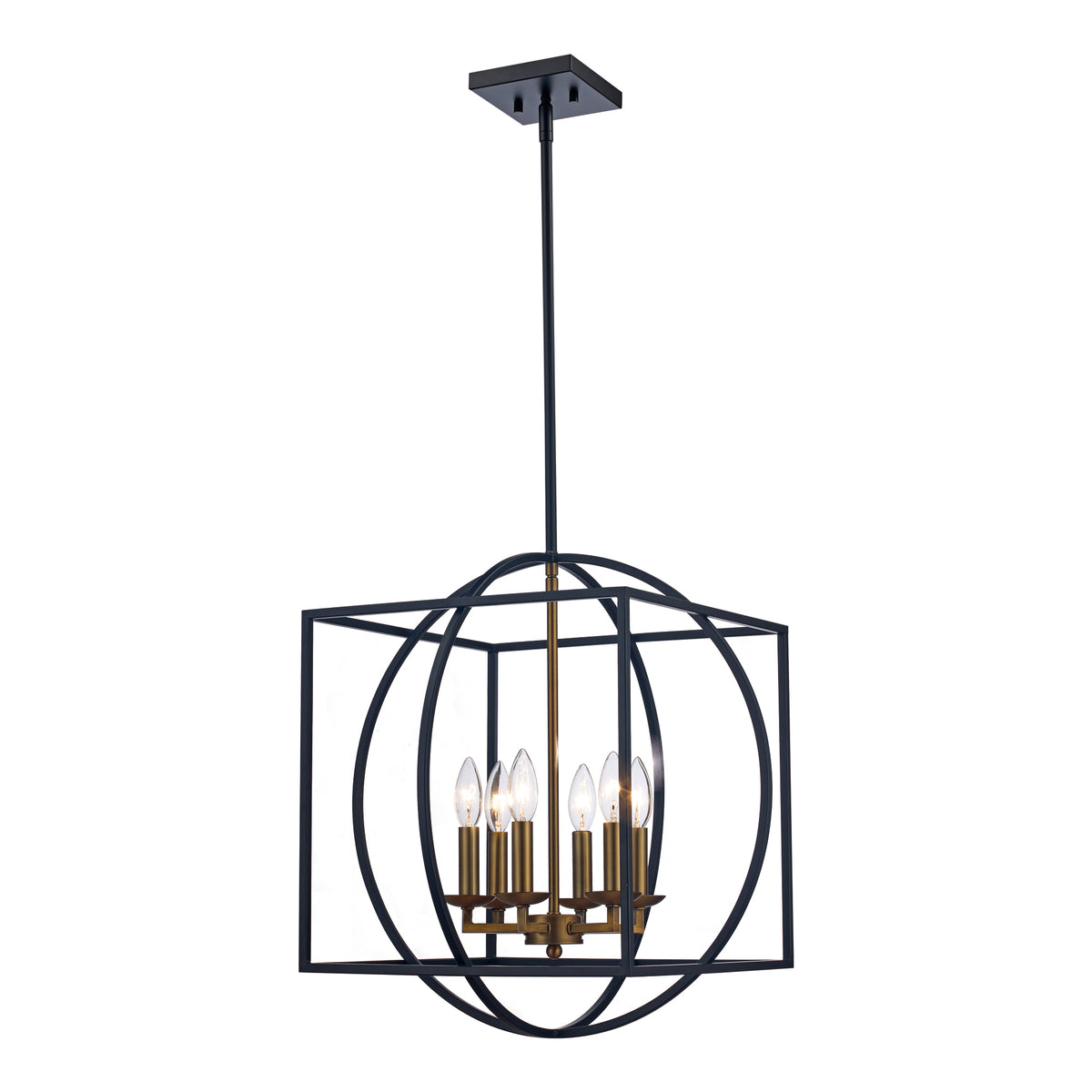 Trans Globe Lighting Arzio 6 light chandelier in antique gold and black