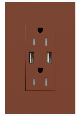 Lutron LTR-F15-ACTR-SI New Architectural Series 15-Amp Tamper Resistant Electrical Receptacle, Type-A/Type-C USB, Sienna Finish