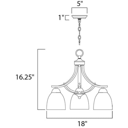 Maxim Lighting 11223FTOI Axis Chandelier Dimension Diagram 18 inch Width 16.25 inch Height