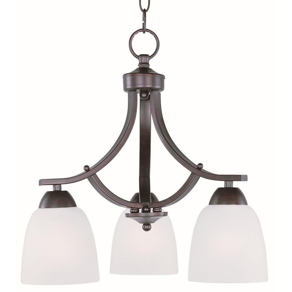 Maxim Lighting 11223FTSN Axis 3 Light Chandelier with Frost Glass Shades