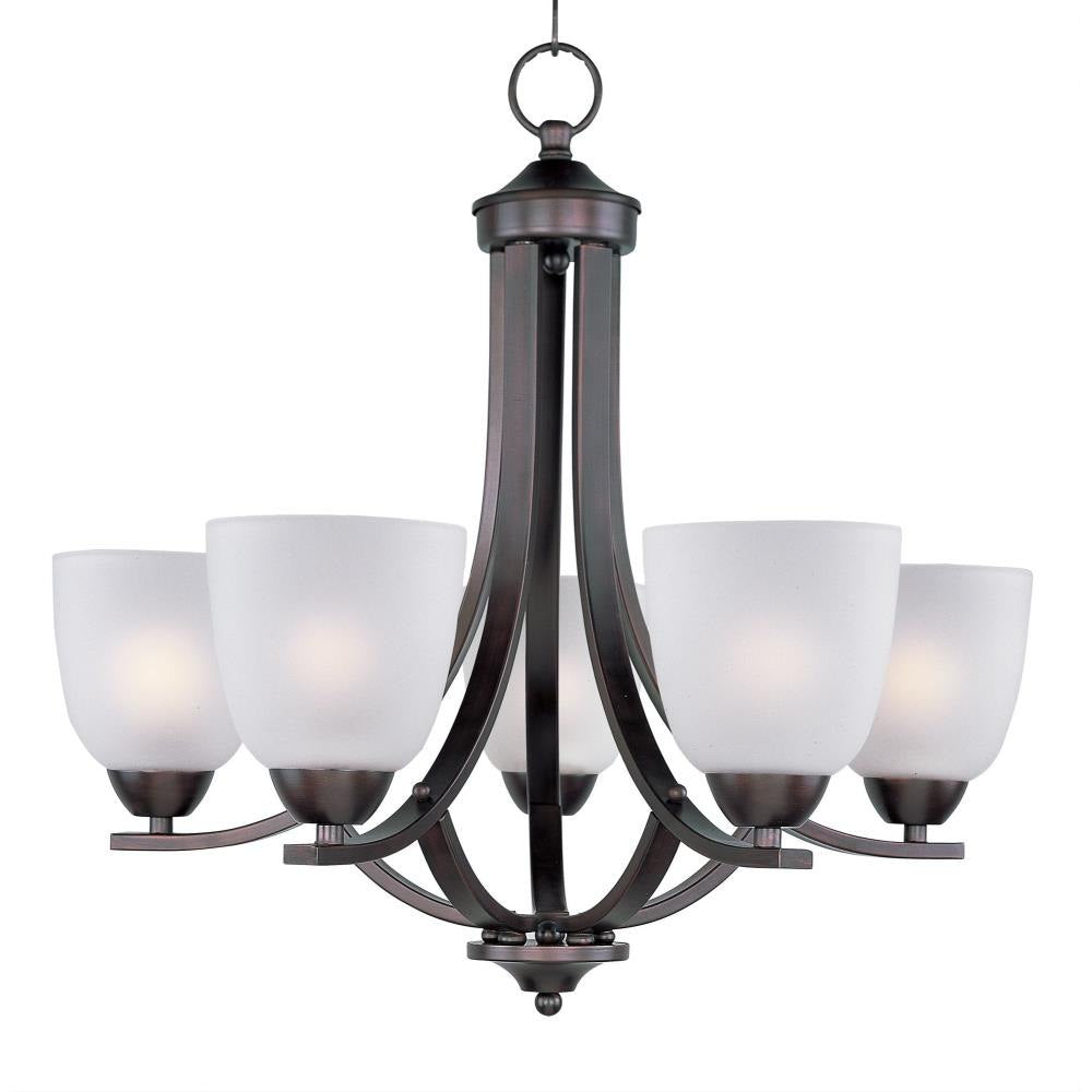Maxim Lighting 11225FTSN Axis 5 Light Chandelier Frosted Glass Shades Close-Up
