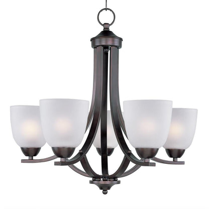 Maxim Lighting 11225FTSN Axis 5 Light Chandelier Frosted Glass Shades Close-Up