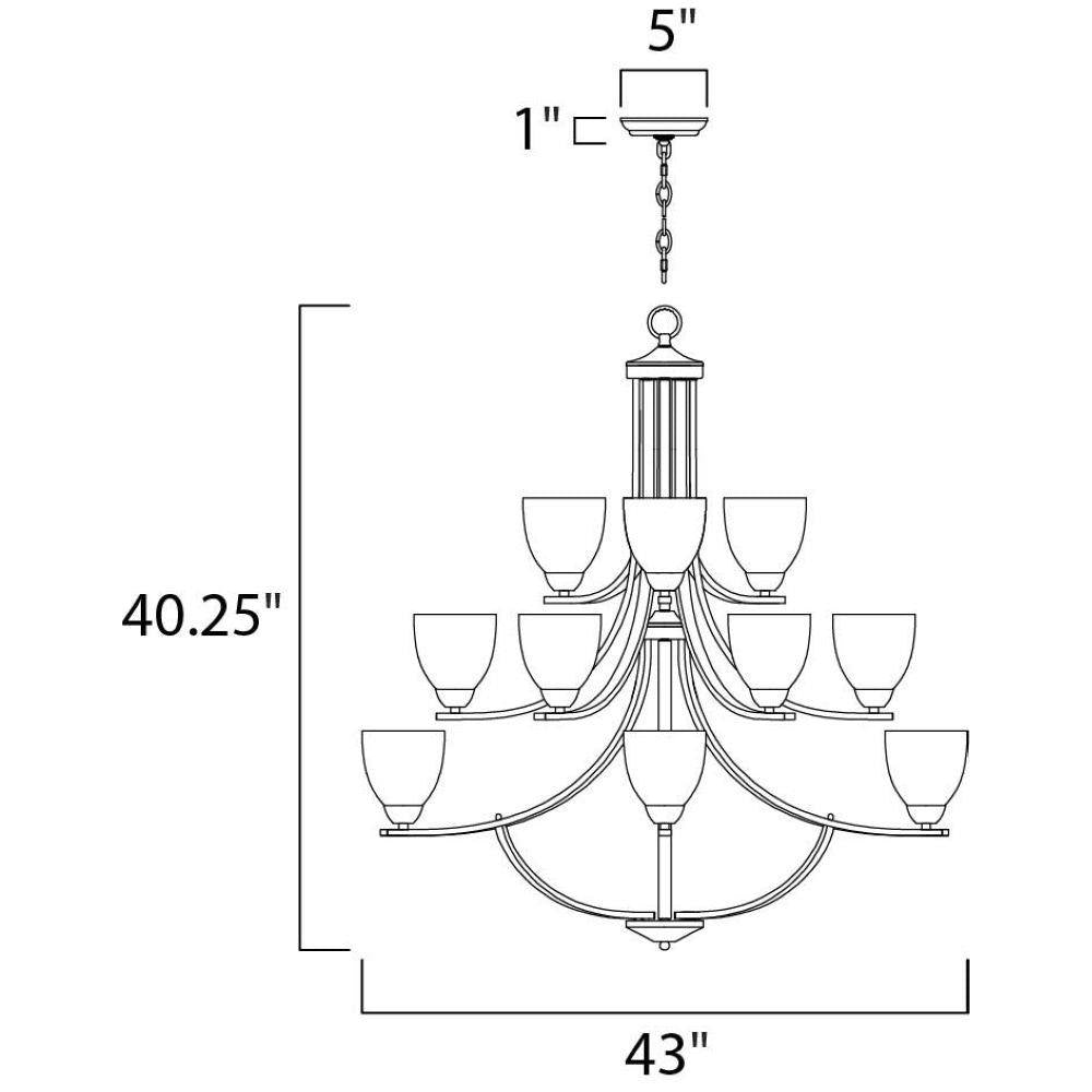 Maxim Lighting 11228FTSN Axis 15 Light 43 inch Satin Nickel Chandelier Ceiling Light - Dimensions