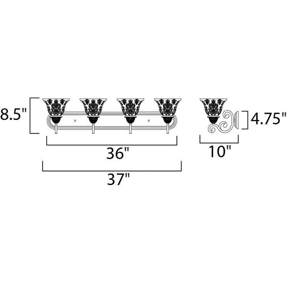 Maxim Lighting 11233SAOI Symphony 4 Light 36 Inch Oil Rubbed Bronze Bath Vanity Wall Light - Dimensions Diagram