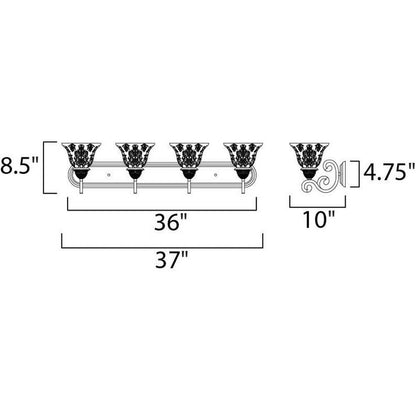 Maxim Lighting 11233SAOI Symphony 4 Light 36 Inch Oil Rubbed Bronze Bath Vanity Wall Light - Dimensions Diagram
