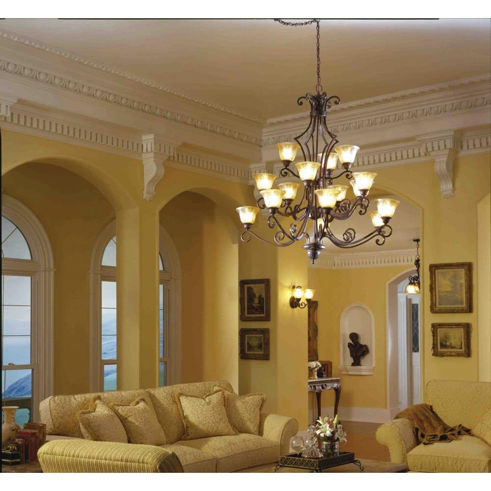 Maxim Lighting 11239SAOI Symphony 15 Light Chandelier in Traditional Living Room Setting