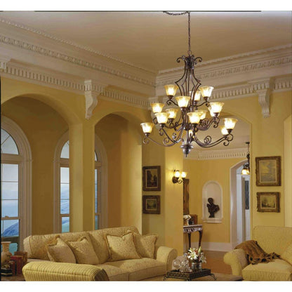Maxim Lighting 11239SAOI Symphony 15 Light Chandelier in Traditional Living Room Setting