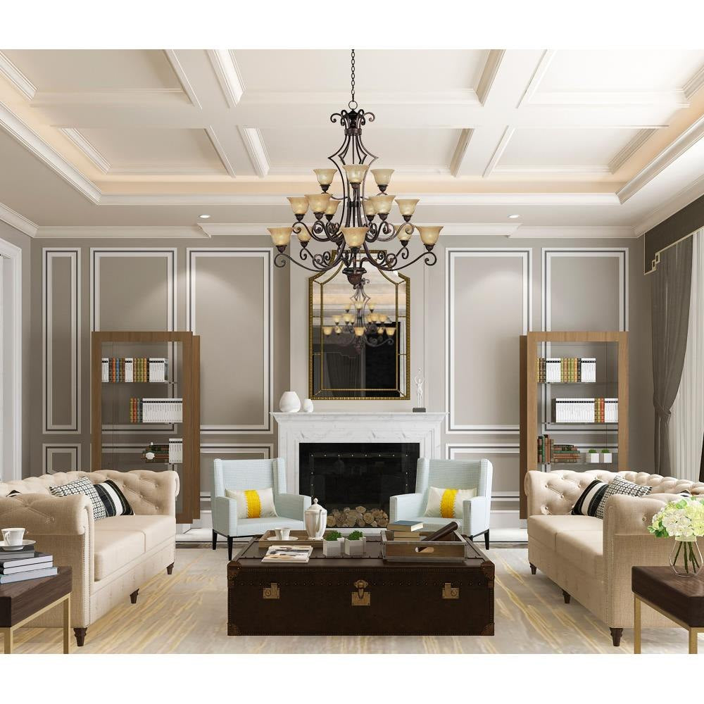 Maxim Lighting 11239SAOI Symphony 15 Light Chandelier in Elegant Living Room Setting