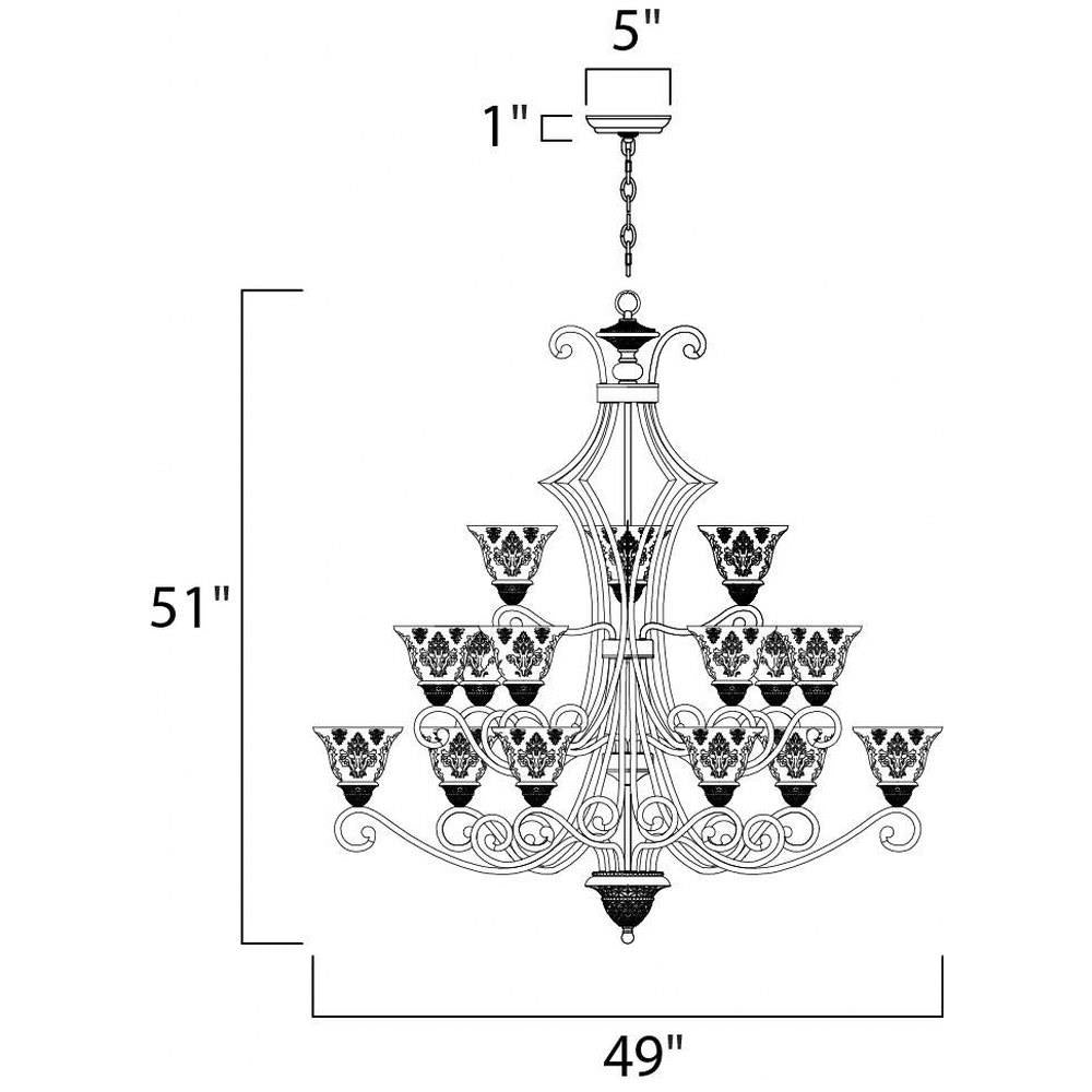 Maxim Lighting 11239SAOI Symphony Chandelier Dimensions - 49 inches Wide by 51 inches High