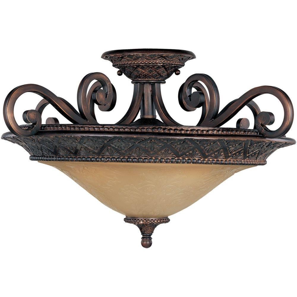 Maxim Lighting 11241SAOI Symphony 3 Light 22.5 Inch Oil Rubbed Bronze Semi Flush Mount Ceiling Light