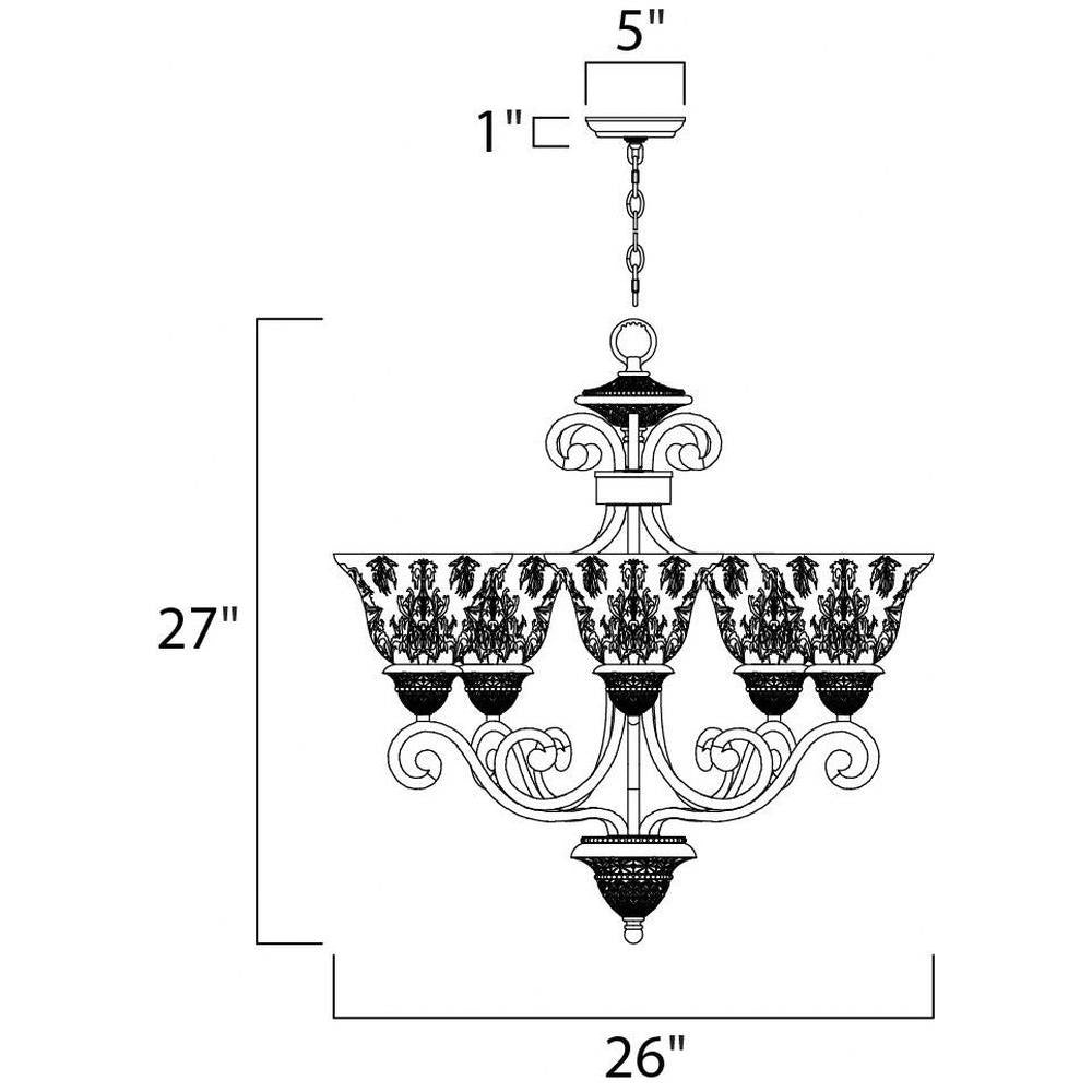 Maxim Lighting 11244SAOI Symphony 5 Light 26 inch Oil Rubbed Bronze Chandelier Ceiling Light - Dimensions Diagram