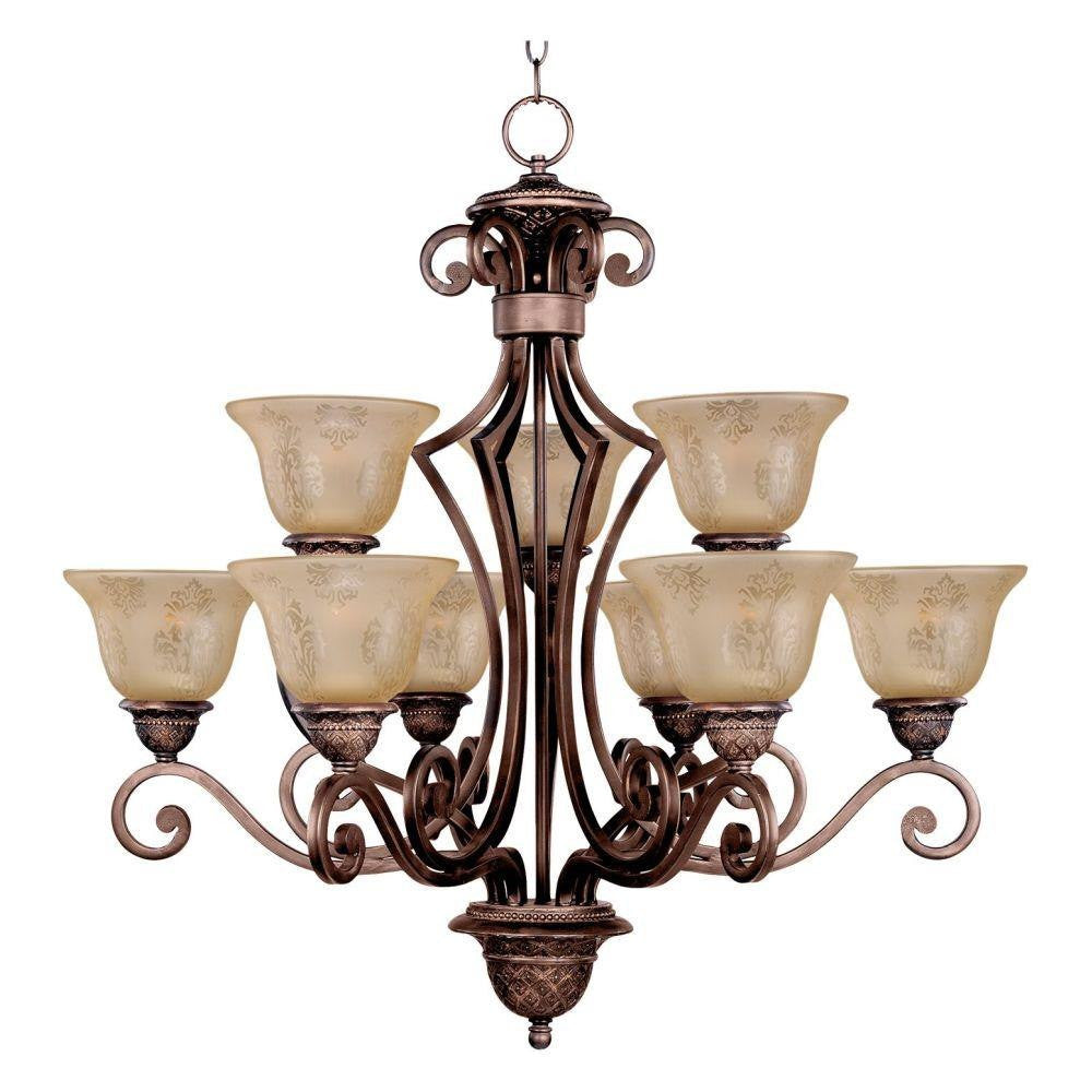 Maxim Lighting 11245SAOI Symphony 9 Light 32 Inch Oil Rubbed Bronze 2 Tier Chandelier Ceiling Light
