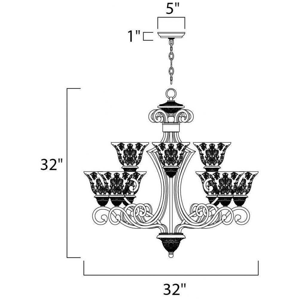 Maxim Lighting 11245SAOI Symphony Chandelier Dimensions Diagram - 32 inch Width by 32 inch Height