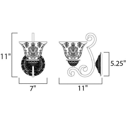 Maxim Lighting 11246SAOI Symphony 1 Light 7 Inch Oil Rubbed Bronze Wall Sconce Wall Light - Dimensions Diagram