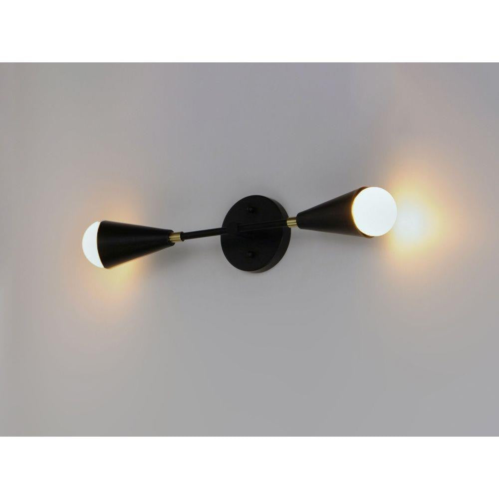 Maxim Lighting 11262BKSBR Lovell 2 Light 18 inch Black/Satin Brass Wall Sconce Lit