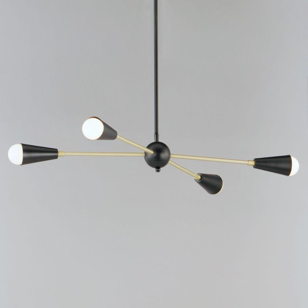 Maxim Lighting 11264BKSBR Lovell 4 Light Black Satin Brass Pendant Ceiling Light - Angled View