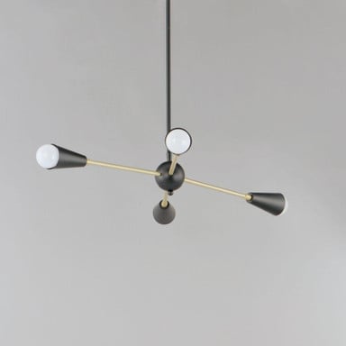 Maxim Lighting 11264BKSBR Lovell 4 Light Black Satin Brass Pendant Ceiling Light - Side View