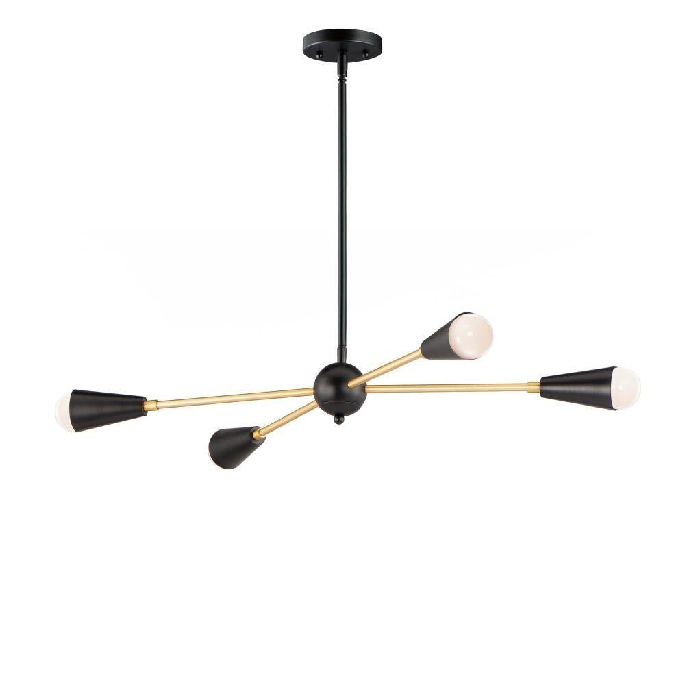 Maxim Lighting 11264BKSBR/BUL Lovell 4 Light 32 Inch Black/Satin Brass LED Pendant Ceiling Light