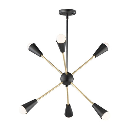 Maxim Lighting 11266BKSBR/BUL Lovell 6 Light 26 inch Black/Satin Brass Pendant Ceiling Light