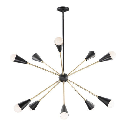 Maxim Lighting 11268BKSBR Lovell 10 Light 32 inch Black/Satin Brass Pendant Ceiling Light
