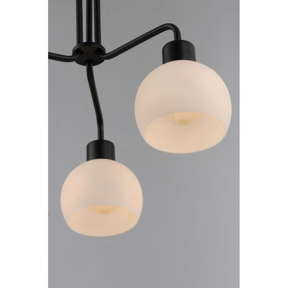 Maxim Lighting 11276SWBK Coraline 3 Light Black Chandelier - Close-up of Satin White Glass Shades