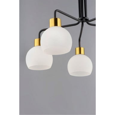 Maxim Lighting 11277SWSN Coraline 5 Light Chandelier Close-Up - Bronze and Satin Brass Accents with White Glass Shades