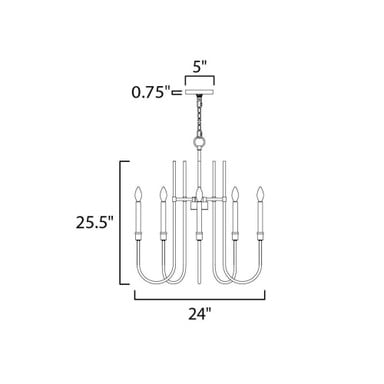 Maxim Lighting 11285BK Tux Chandelier Dimensions 24 Inch Wide 25.5 Inch High
