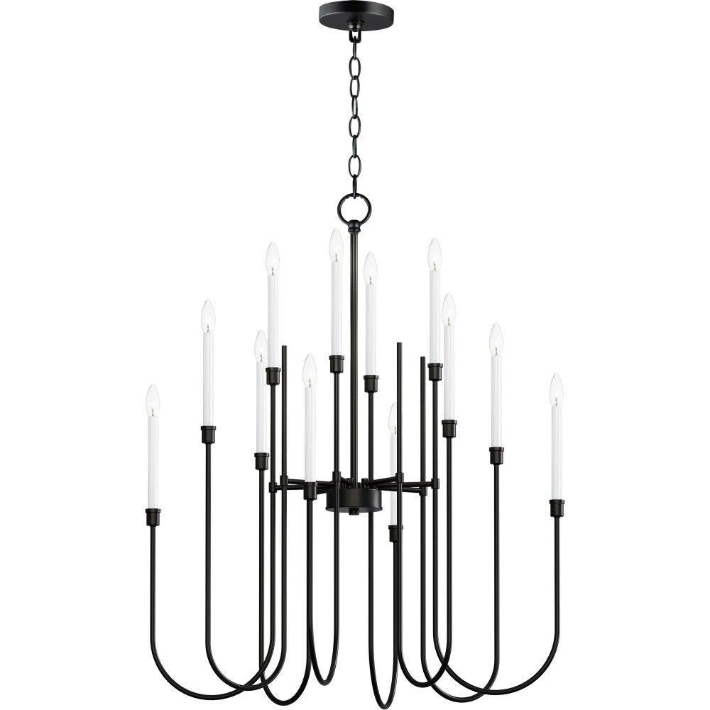 Maxim Lighting 11286BK Tux 12 Light Black Chandelier Ceiling Light with Chain and Canopy