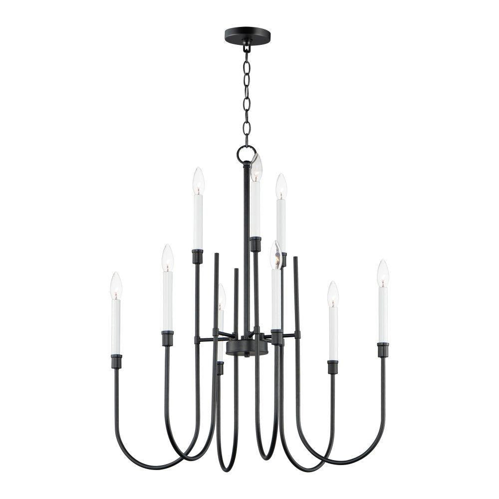 Maxim Lighting 11289BK Tux 9 Light 30 Inch Black Chandelier Ceiling Light - Full product view on white background